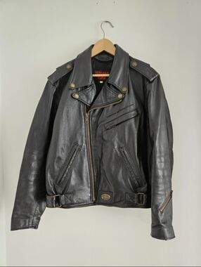 Vintage Yamaha Star Motorcycles Leather Biker Jacket Mens Small Cruiser Embossed